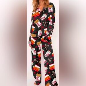 Brand New Sheshow Chic-Fil-a black long sleeve and pants pajamas size small